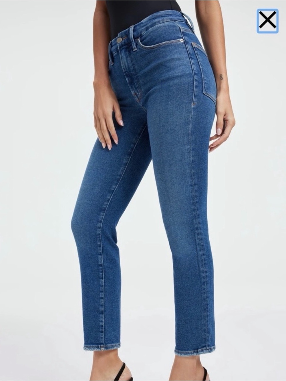 Good American Good Classic Slim Cropped Jeans - Picture 2 of 8